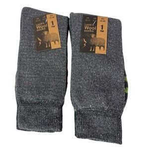 Lamb's Wool Blend Socks NEW Men's US 10-13 Lot of 2 Gray Calf Length 1399